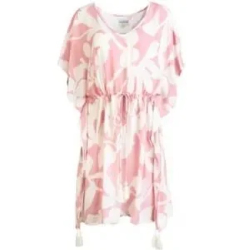 Pink and White Floral Dress/coverup by poolside Paradiso